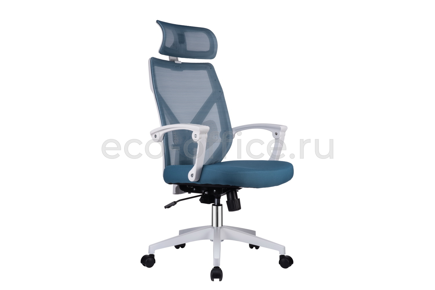Кресло RV Chair OLIVER W-203 AC Белый пластик / Синяя ткань купить в Челябинске