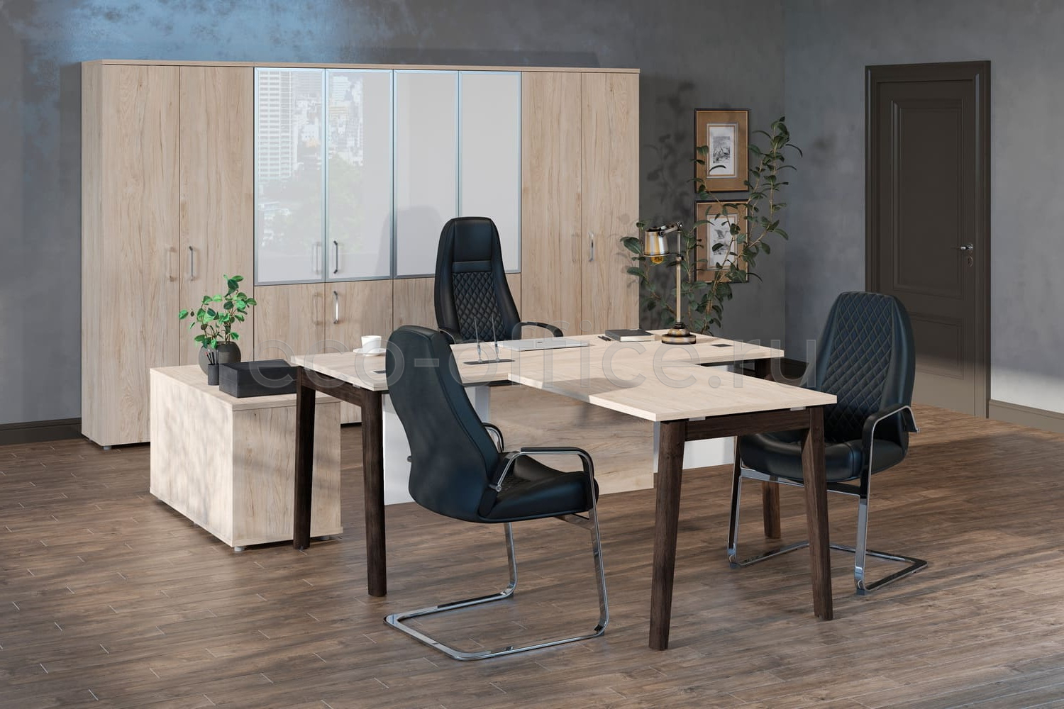 Кабинет руководителя ONIX WOOD DIRECT Денвер Светлый / Дуб Тёмный  стоимость