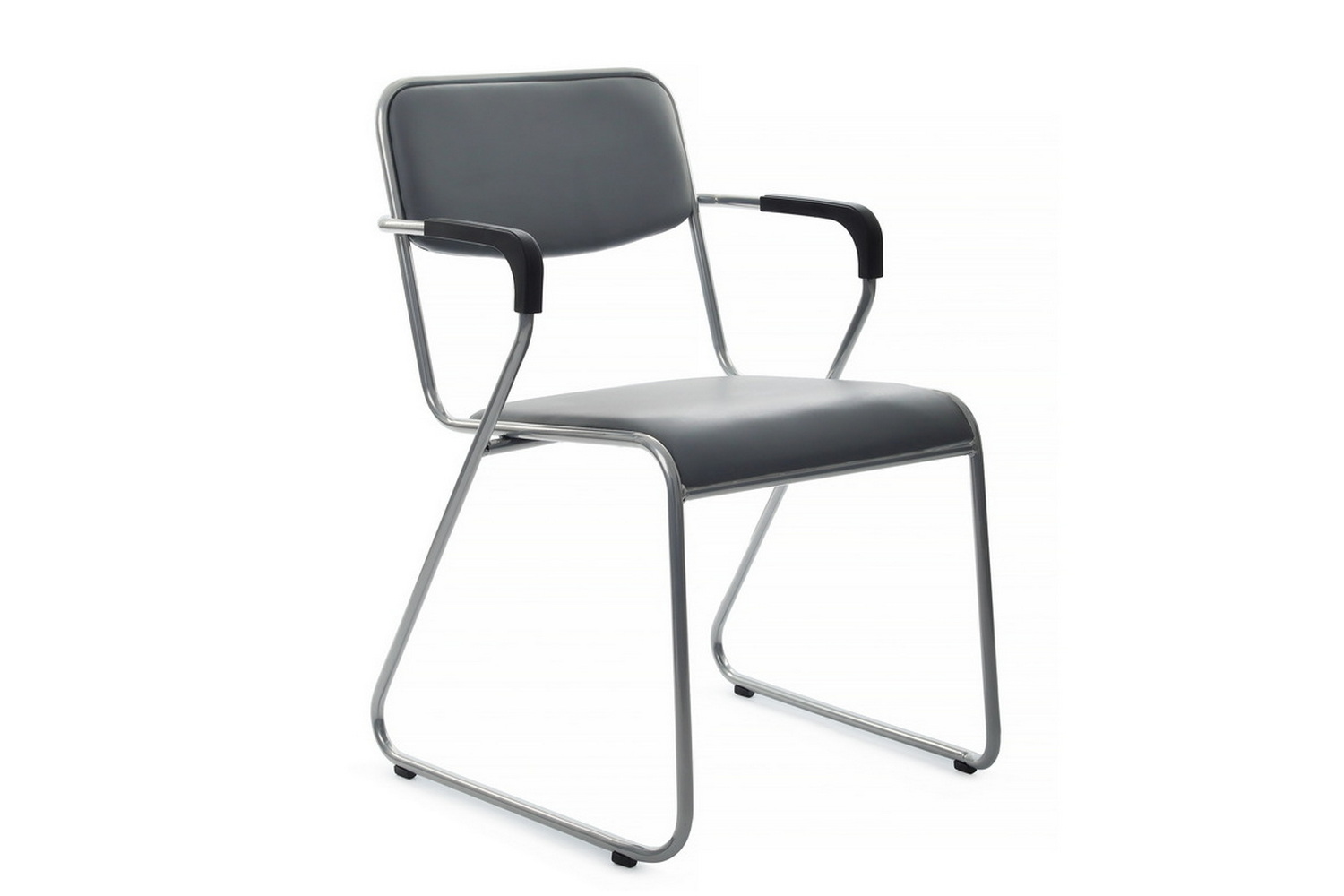 кресло rv chair nix plus omkl-03 серая экокожа / хром металл фото