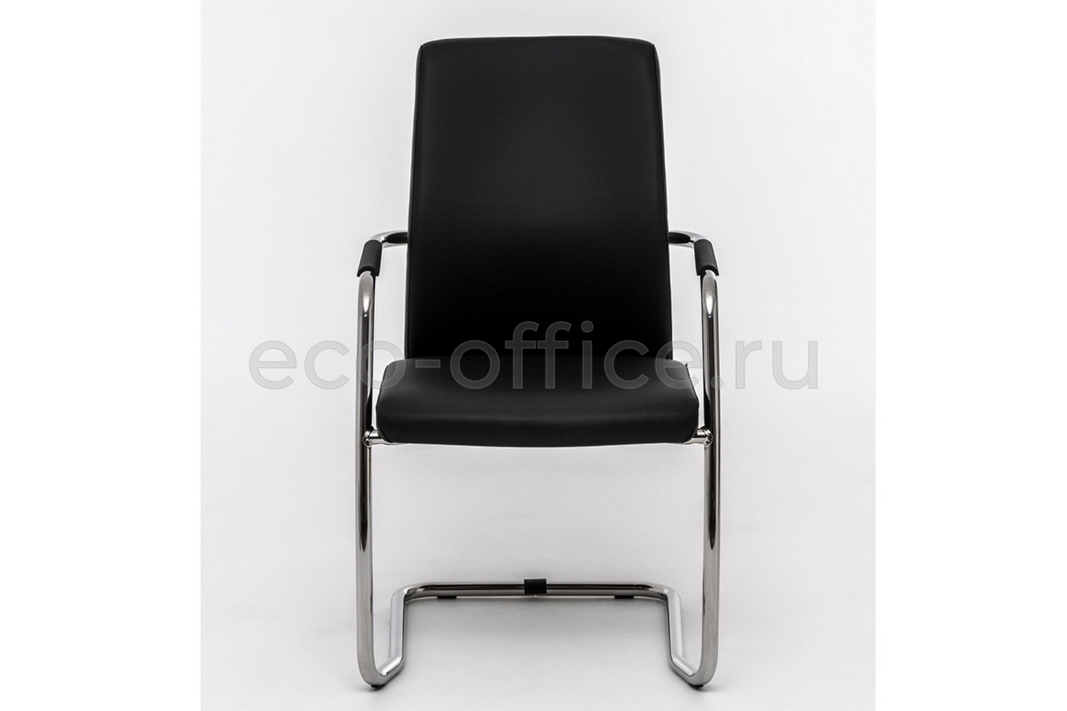 Конференц-кресло Profoffice WELL SEAT на полозьях Чёрная экокожа  стоимость