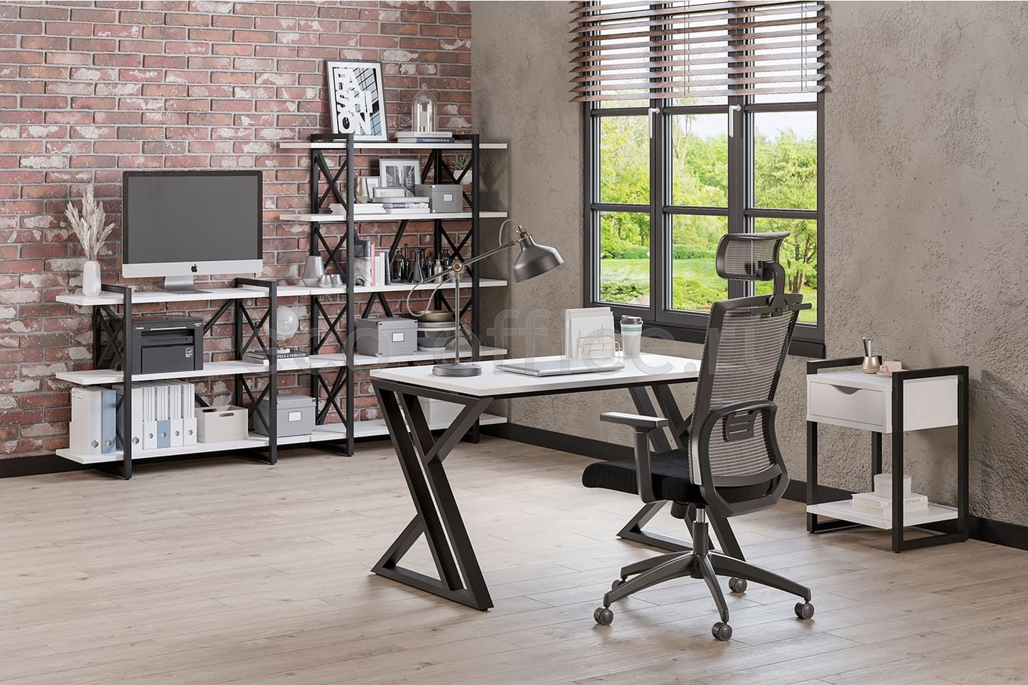 Кабинет руководителя LOFT Белый Бриллиант / Чёрный металл  стоимость