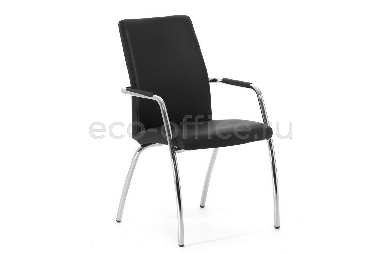Конференц-кресло Profoffice WELL SEAT на 4 опорах Чёрная экокожа купить в Челябинске