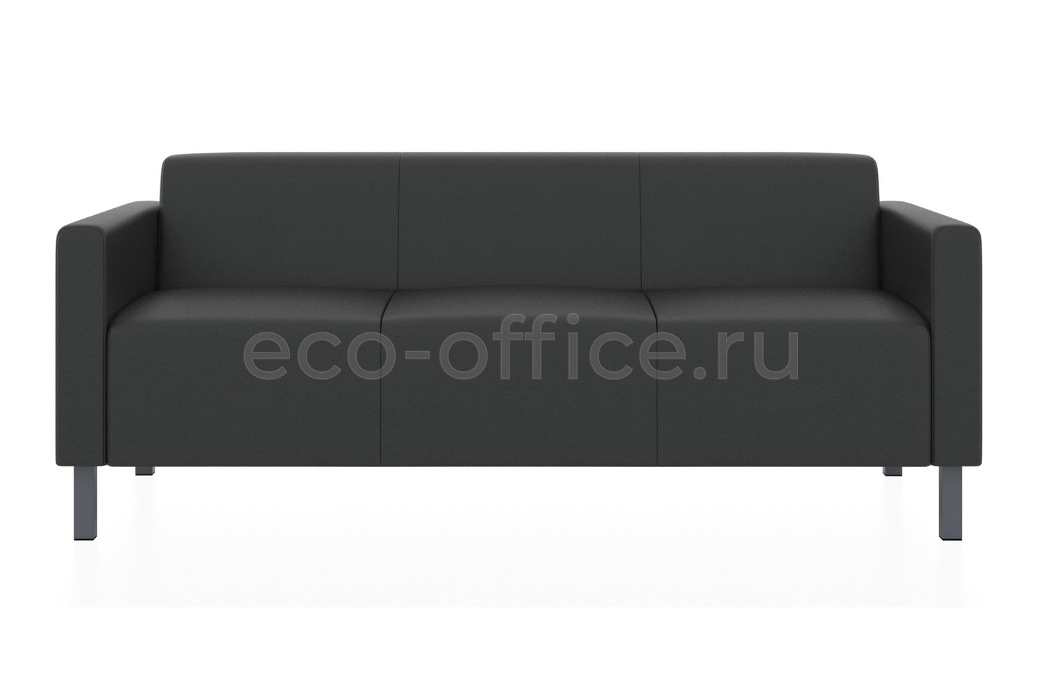 Трехместный диван ЕВРО экокожа Euroline 9100 Чёрный купить в Челябинске