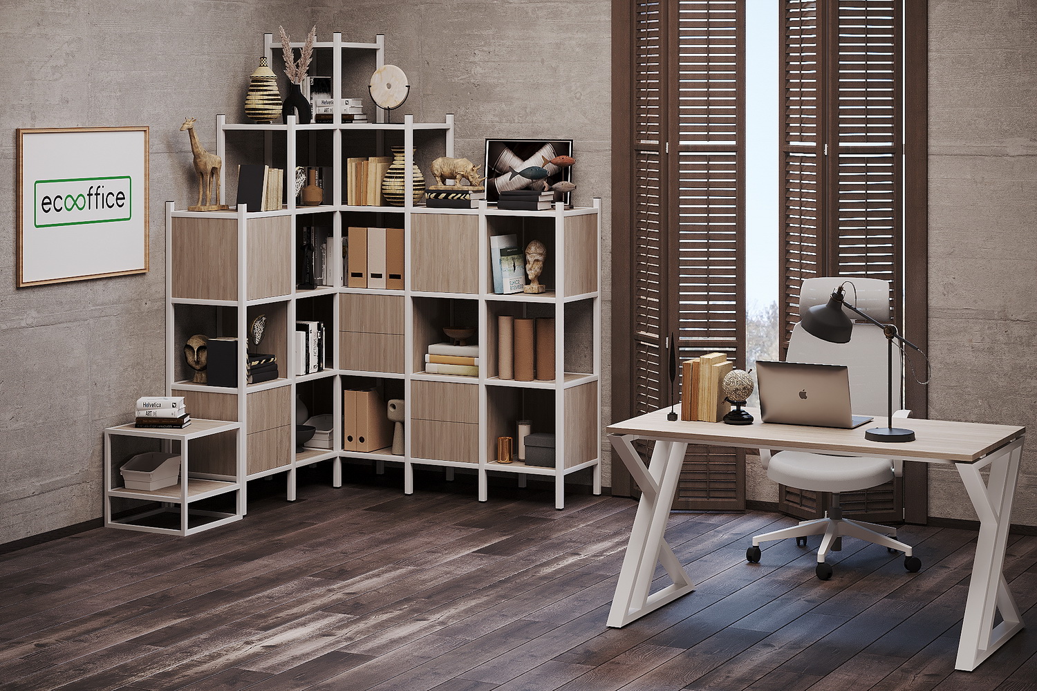Кабинет руководителя LOFT Дуб Аттик / Белый металл  стоимость