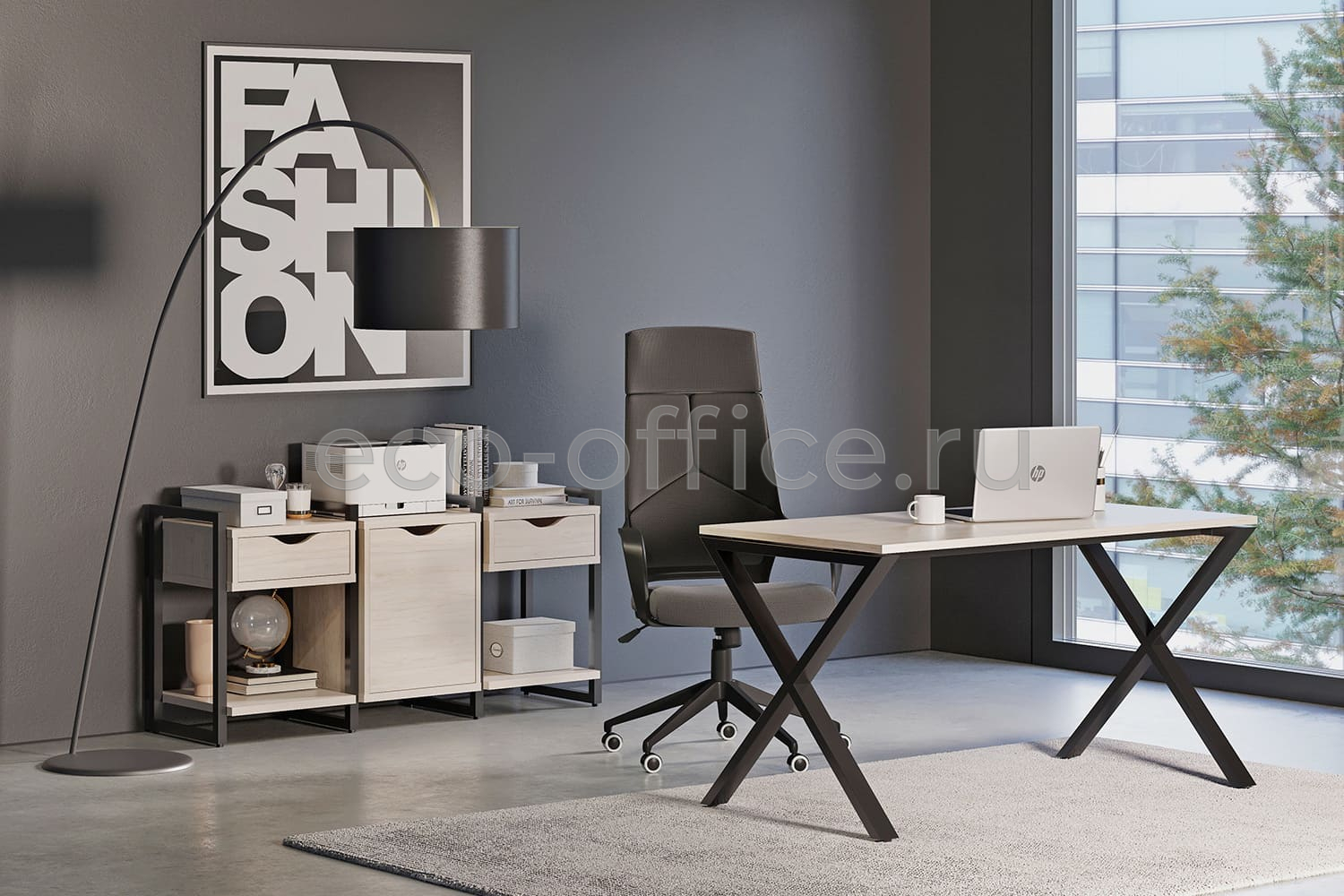 Кабинет руководителя LOFT Дуб Аттик / Чёрный металл  стоимость