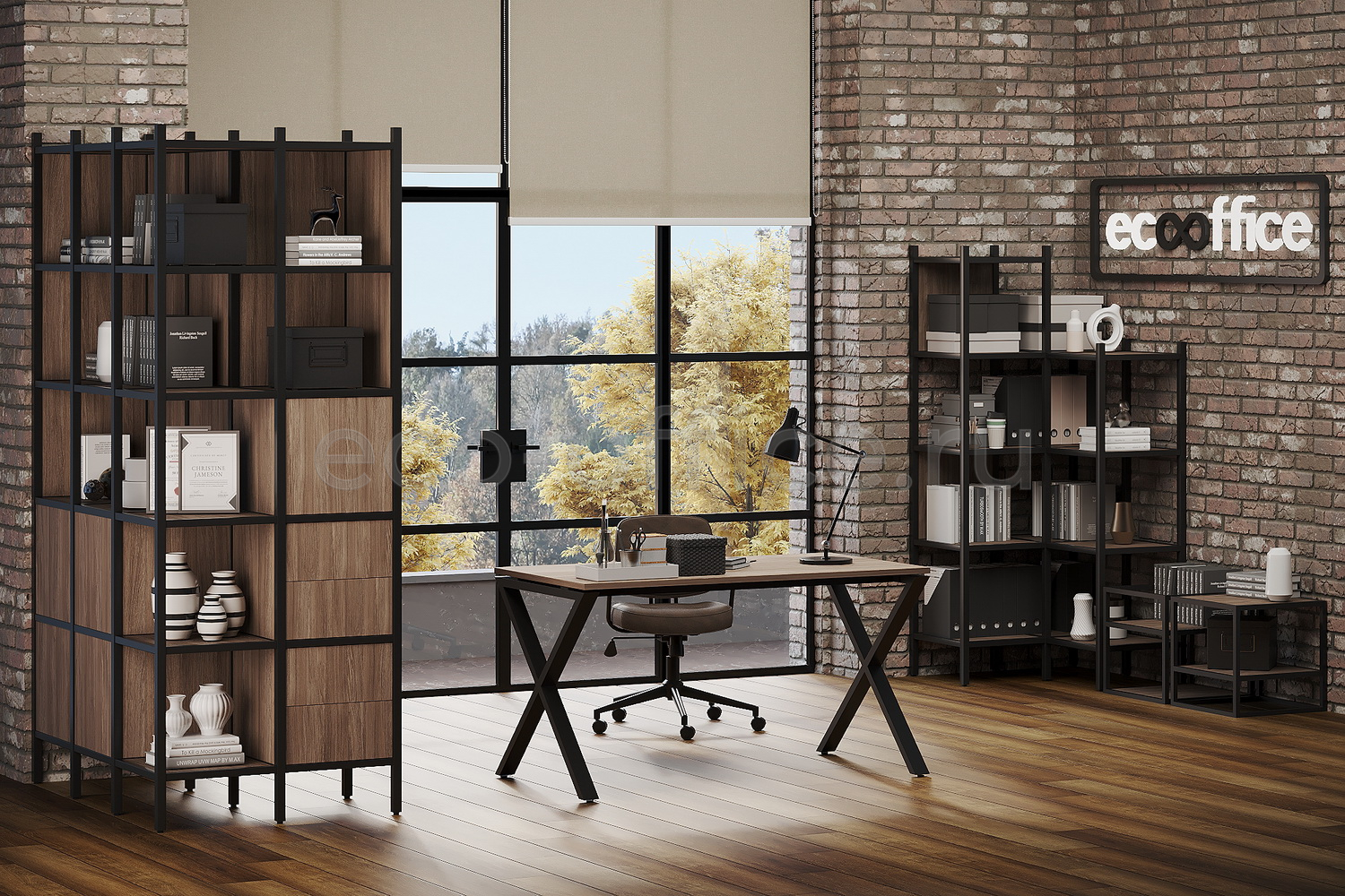 Кабинет руководителя LOFT Дуб Аризона / Чёрный металл купить в Челябинске