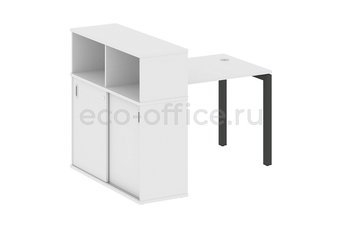 Стол письменный с опорным шкафом-купе METAL SYSTEM QUATTRO 5x5 50БП.РС-СШК-3.1 Белый / Антрацит металл купить в Челябинске
