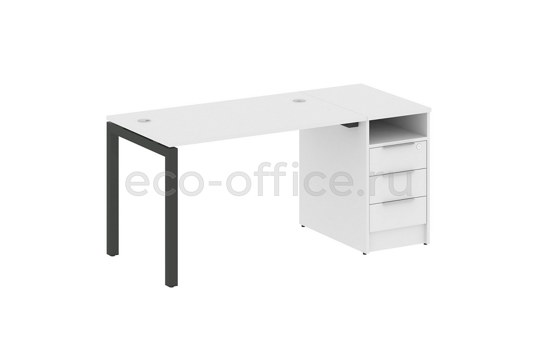 Рабочая станция с опорной тумбой METAL SYSTEM QUATTRO 5x5 50БП.РС-СТП-1.2 Белый / Антрацит металл купить в Челябинске