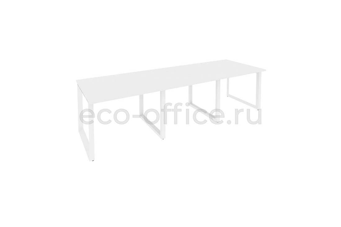 Стол переговорный (3 столешницы) ONIX O.MO-PRG-3.1 Белый Бриллиант / Белый металл  купить в Челябинске
