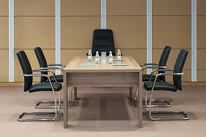 Конференц-кресло Profoffice WELL SEAT на полозьях Чёрная экокожа фото