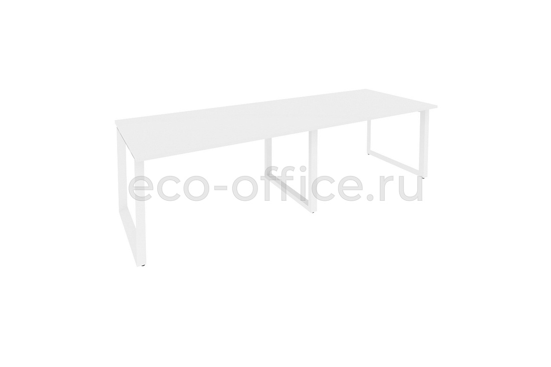 Стол переговорный (2 столешницы) ONIX O.MO-PRG-2.3 Белый Бриллиант / Белый металл  купить в Челябинске