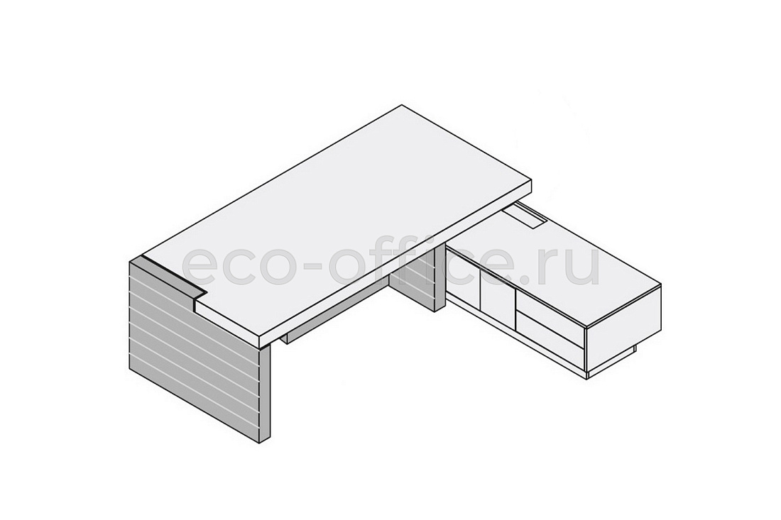 Стол руководителя с левой боковой опорой и правой тумбой JERA 159964 Grey Elm / Slate  стоимость