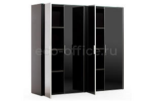 Шкаф для бумаг 4 двери ГАЛА LIB4/899 +2*LIBW/899 BLACK GLASS Чёрный фото
