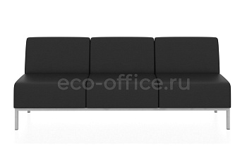 Прямой трехместный модуль КОМПАКТ экокожа Euroline 9100 Чёрный купить в Челябинске